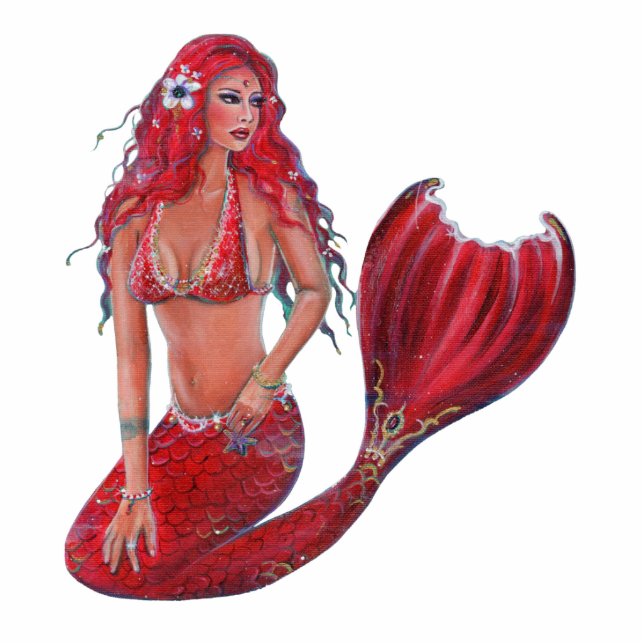 Vivian red mermaid art by Renee Lavoie Cutout Standing Photo Sculpture (Front)