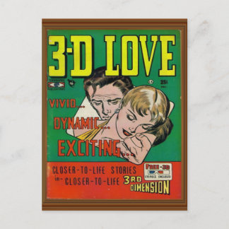 Vivid 3d Love Comic Book Cover Artwork Postcard
