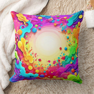 Vivid Abstract Colour Explosion Art Cushion