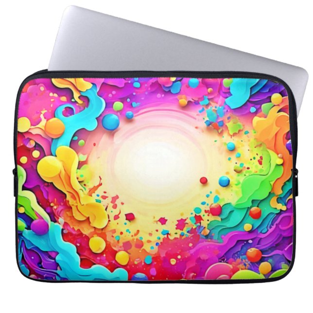 Vivid Abstract Colour Explosion Art Laptop Sleeve (Front)