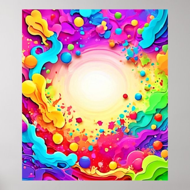 Vivid Abstract Colour Explosion Art Poster (Front)