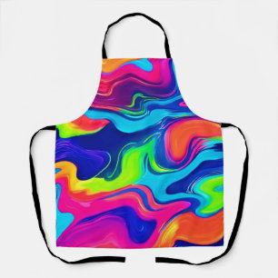 Vivid Abstract Colour Waves Art Apron