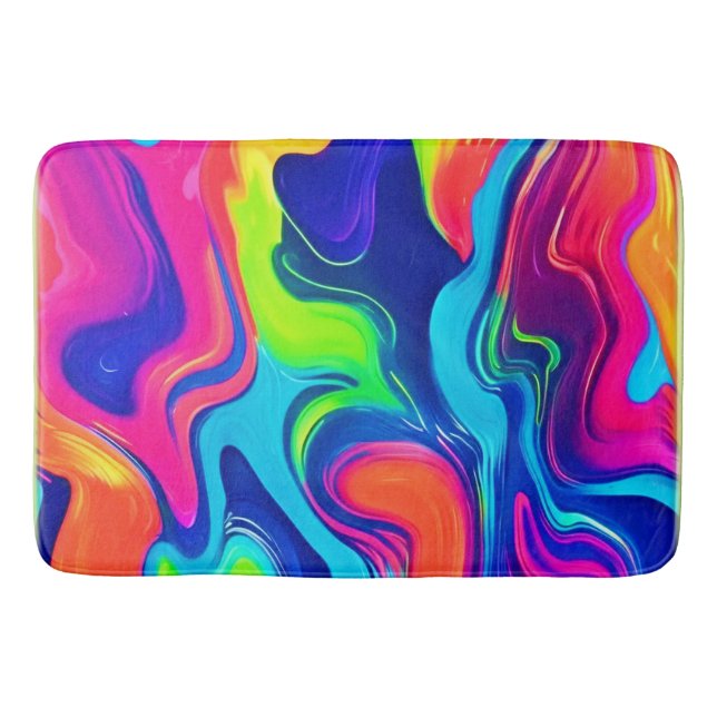 Vivid Abstract Colour Waves Art Bath Mat (Front)