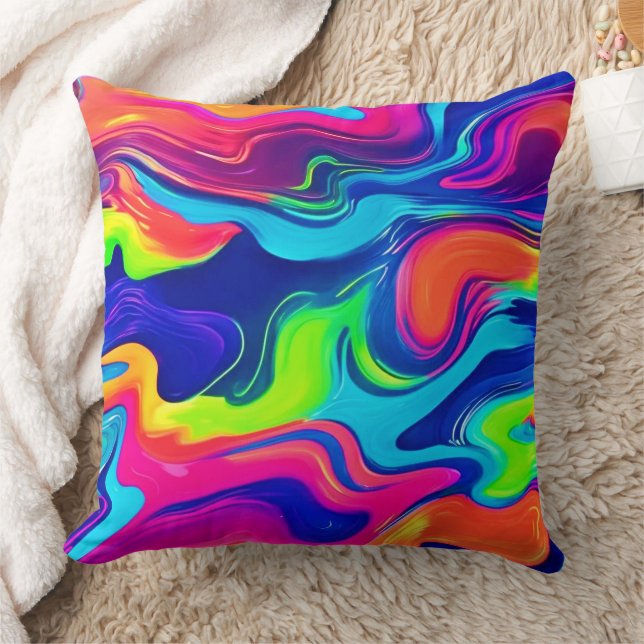 Vivid Abstract Colour Waves Art Cushion (Blanket)