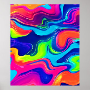 Vivid Abstract Colour Waves Art Poster