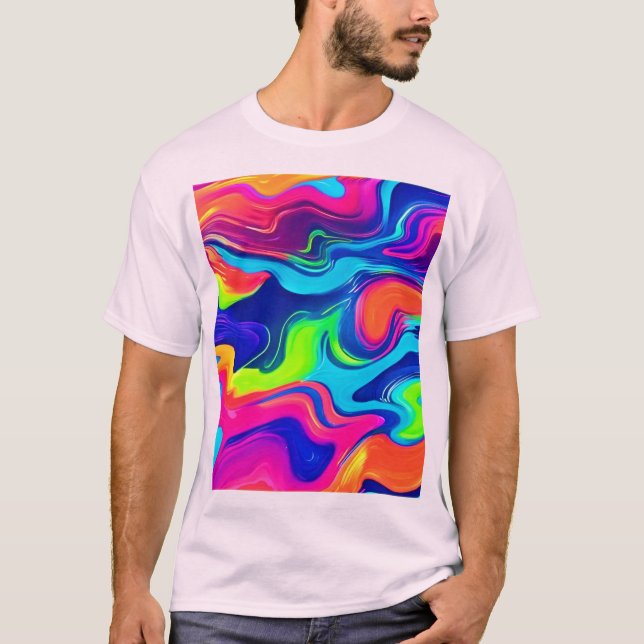 Vivid Abstract Colour Waves Art T-Shirt (Front)