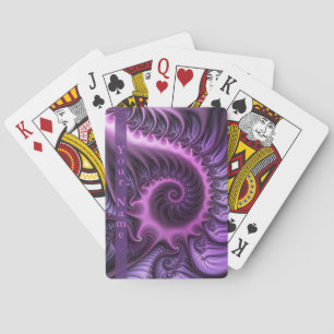 Vivid Abstract Cool Pink Purple Fractal Art Name Playing Cards