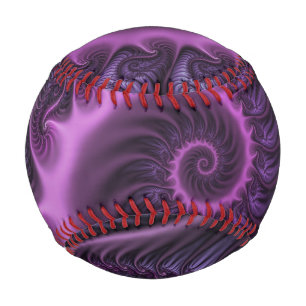 Vivid Abstract Cool Pink Purple Fractal Art Spiral Baseball