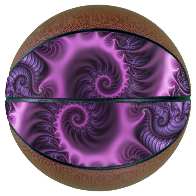 Vivid Abstract Cool Pink Purple Fractal Art Spiral Basketball (Front)