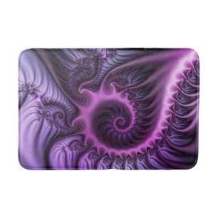 Vivid Abstract Cool Pink Purple Fractal Art Spiral Bath Mat