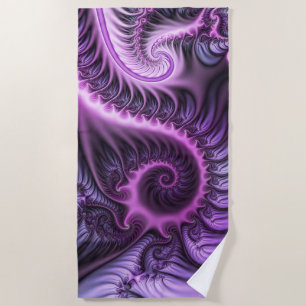 Vivid Abstract Cool Pink Purple Fractal Art Spiral Beach Towel