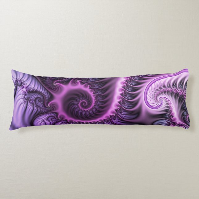 Vivid Abstract Cool Pink Purple Fractal Art Spiral Body Cushion (Front)