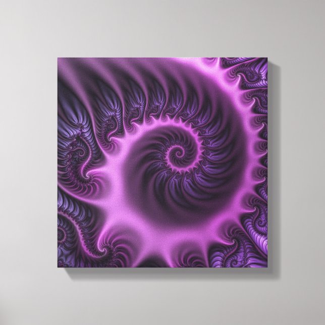 Vivid Abstract Cool Pink Purple Fractal Art Spiral Canvas Print (Front)