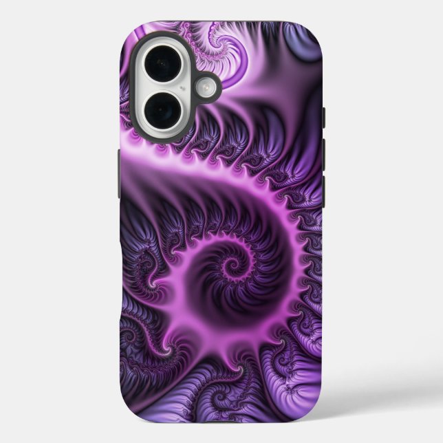 Vivid Abstract Cool Pink Purple Fractal Art Spiral Case-Mate iPhone Case (Back)