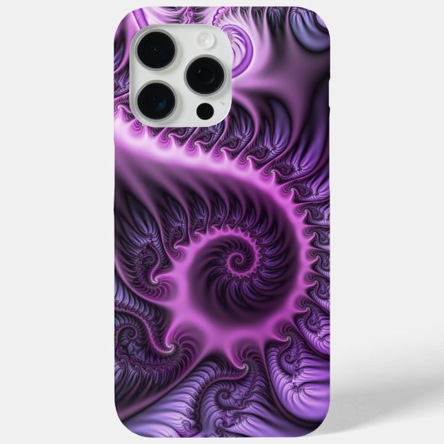 Vivid Abstract Cool Pink Purple Fractal Art Spiral Case-Mate iPhone Case (Back)