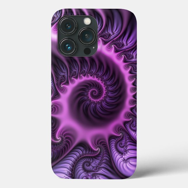 Vivid Abstract Cool Pink Purple Fractal Art Spiral Case-Mate iPhone Case (Back)