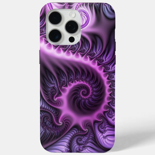 Vivid Abstract Cool Pink Purple Fractal Art Spiral Case-Mate iPhone Case (Back)