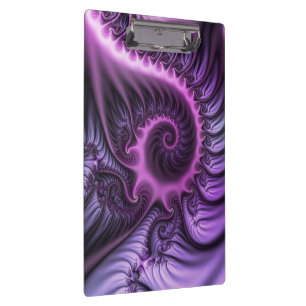 Vivid Abstract Cool Pink Purple Fractal Art Spiral Clipboard