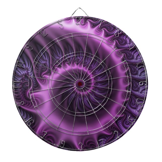 Vivid Abstract Cool Pink Purple Fractal Art Spiral Dartboard (Front)