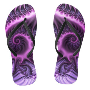 Vivid Abstract Cool Pink Purple Fractal Art Spiral Flip Flops