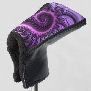 Vivid Abstract Cool Pink Purple Fractal Art Spiral Golf Head Cover