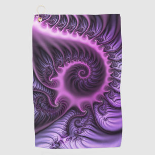 Vivid Abstract Cool Pink Purple Fractal Art Spiral Golf Towel