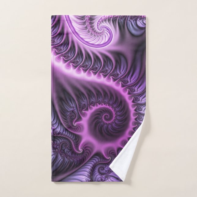 Vivid Abstract Cool Pink Purple Fractal Art Spiral Hand Towel (Hand Towel)