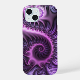 Vivid Abstract Cool Pink Purple Fractal Art Spiral iPhone 15 Case