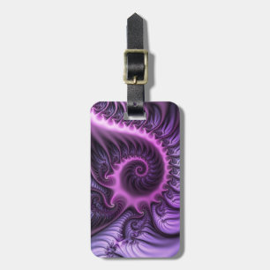 Vivid Abstract Cool Pink Purple Fractal Art Spiral Luggage Tag