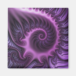 Vivid Abstract Cool Pink Purple Fractal Art Spiral Magnet