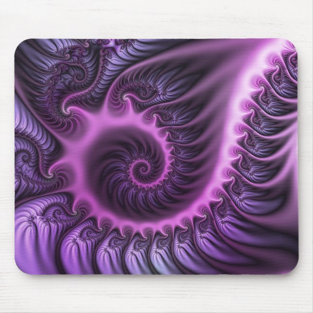 Vivid Abstract Cool Pink Purple Fractal Art Spiral Mouse Mat (Front)
