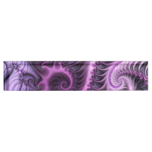 Vivid Abstract Cool Pink Purple Fractal Art Spiral Nameplate