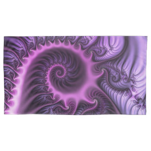 Vivid Abstract Cool Pink Purple Fractal Art Spiral Pillowcase