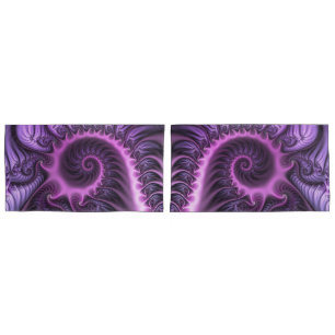 Vivid Abstract Cool Pink Purple Fractal Art Spiral Pillowcase