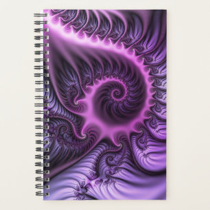 Vivid Abstract Cool Pink Purple Fractal Art Spiral Planner
