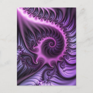 Vivid Abstract Cool Pink Purple Fractal Art Spiral Postcard