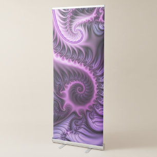 Vivid Abstract Cool Pink Purple Fractal Art Spiral Retractable Banner