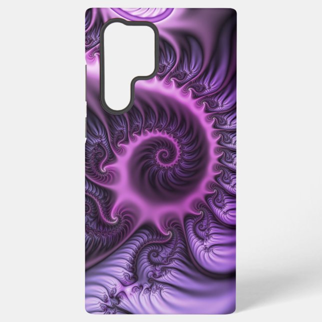 Vivid Abstract Cool Pink Purple Fractal Art Spiral Samsung Galaxy S22 Ultra Case (Back)