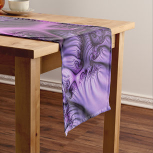 Vivid Abstract Cool Pink Purple Fractal Art Spiral Short Table Runner