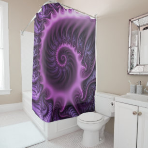 Vivid Abstract Cool Pink Purple Fractal Art Spiral Shower Curtain