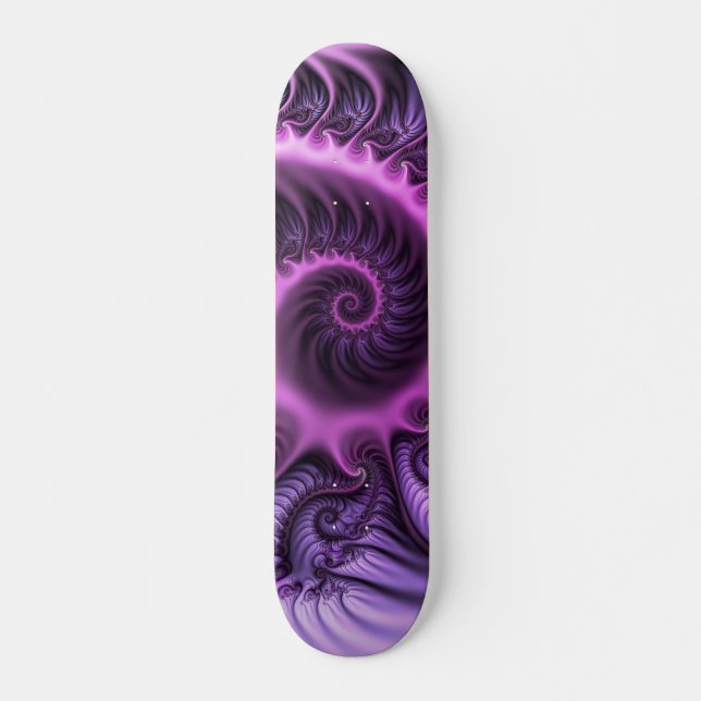 Vivid Abstract Cool Pink Purple Fractal Art Spiral Skateboard (Front)