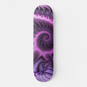 Vivid Abstract Cool Pink Purple Fractal Art Spiral Skateboard