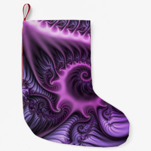 Vivid Abstract Cool Pink Purple Fractal Art Spiral Small Christmas Stocking