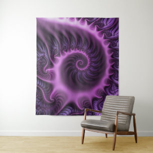 Vivid Abstract Cool Pink Purple Fractal Art Spiral Tapestry