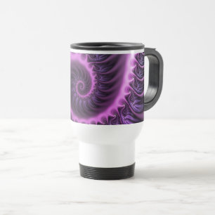 Vivid Abstract Cool Pink Purple Fractal Art Spiral Travel Mug