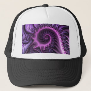 Vivid Abstract Cool Pink Purple Fractal Art Spiral Trucker Hat