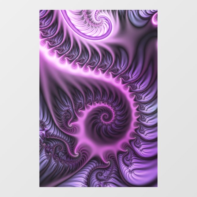 Vivid Abstract Cool Pink Purple Fractal Art Spiral Window Cling (Sheet)
