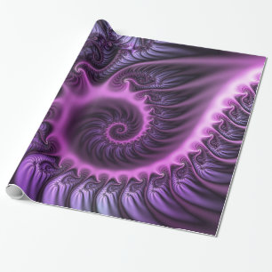 Vivid Abstract Cool Pink Purple Fractal Art Spiral Wrapping Paper