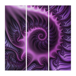 Vivid Abstract Cool Pink Purple Fractal Triptych