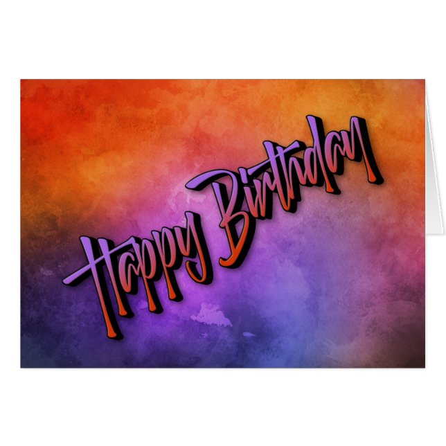 Vivid Abstract Flame Red and Purple Birthday Card (Front Horizontal)